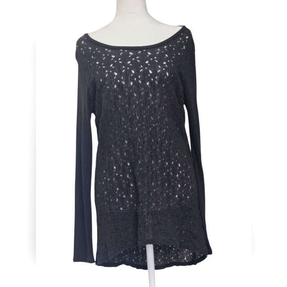 SimplyVera VeraWang  boatneck open knit cotton lightweight tunic size Large - Picture 1 of 4